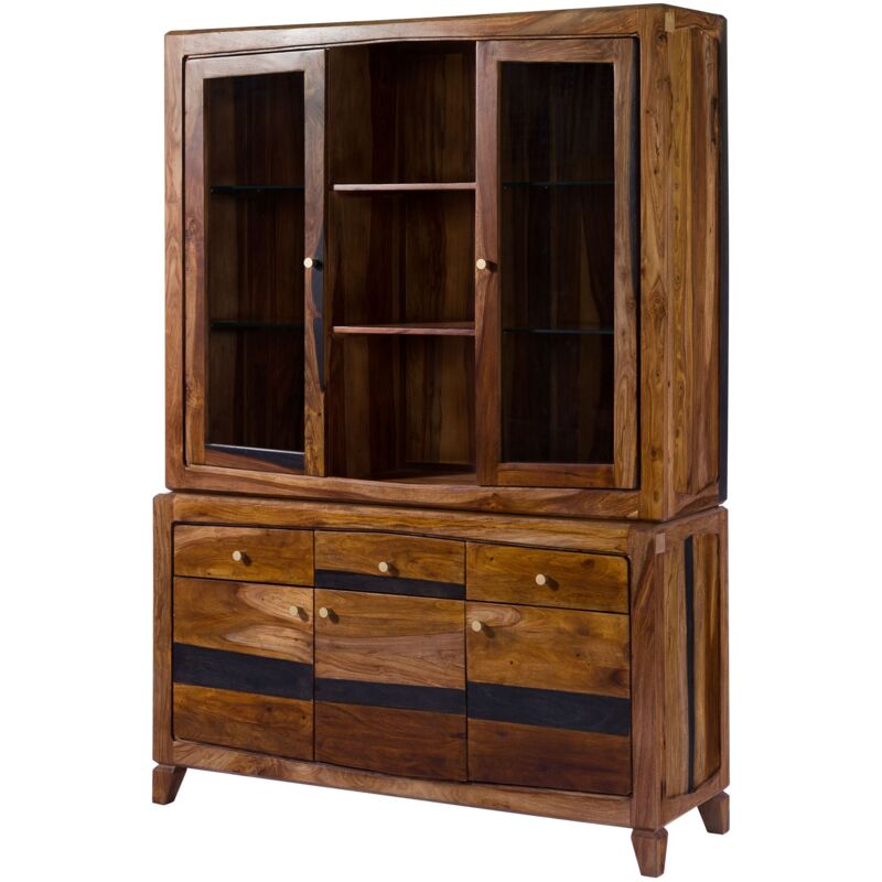 foto del prodotto ancona 245 credenza in legno di sheesham laccato marrone scuro 140x45x200