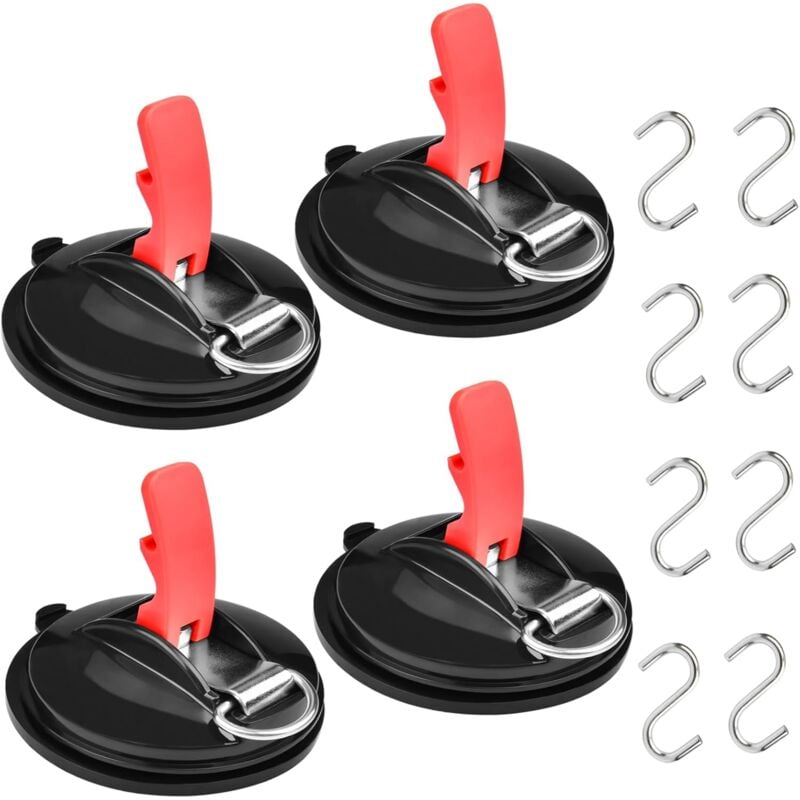 foto del prodotto ancoraggio a ventosa con fissaggio 4 pezzi ganci a ventosa ventose con 8 ganci a s, ventosa per auto multifunzione ventosa resistente per teloni