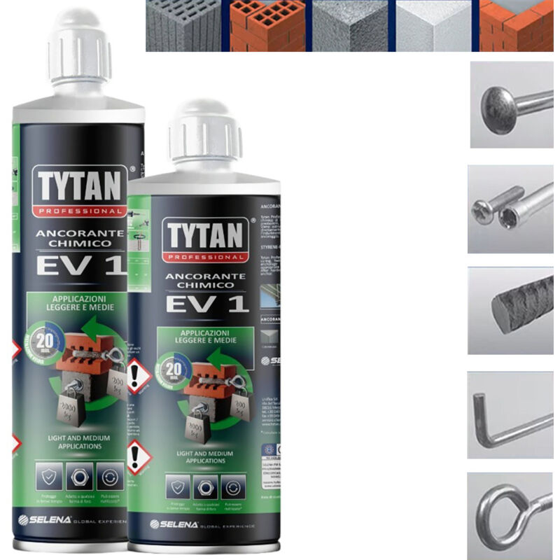 foto del prodotto ancorante chimico ev 1 poliestere senza stirene 300 ml e 400 ml grigio 400 ml tytan