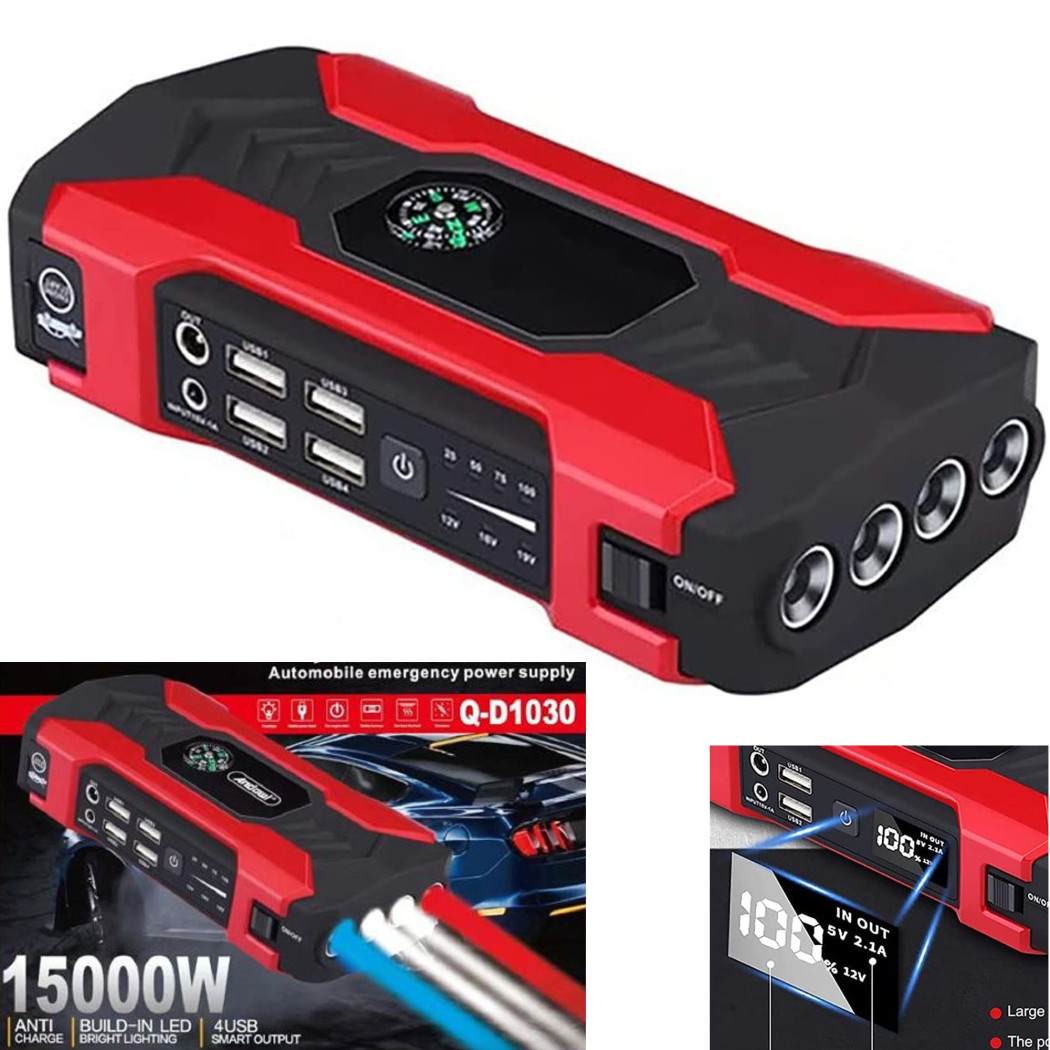 foto del prodotto andowl avviamento per auto multifunzionale jump batteria esterna torcia 15000ma q d1030 