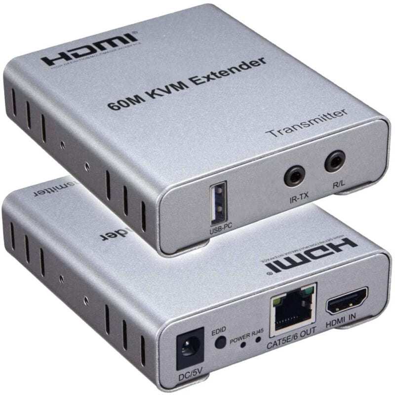 foto del prodotto andowl extender estensore kvm hdtv 4k 60 m con audio supporta video 1080p 60hz q hd1500 