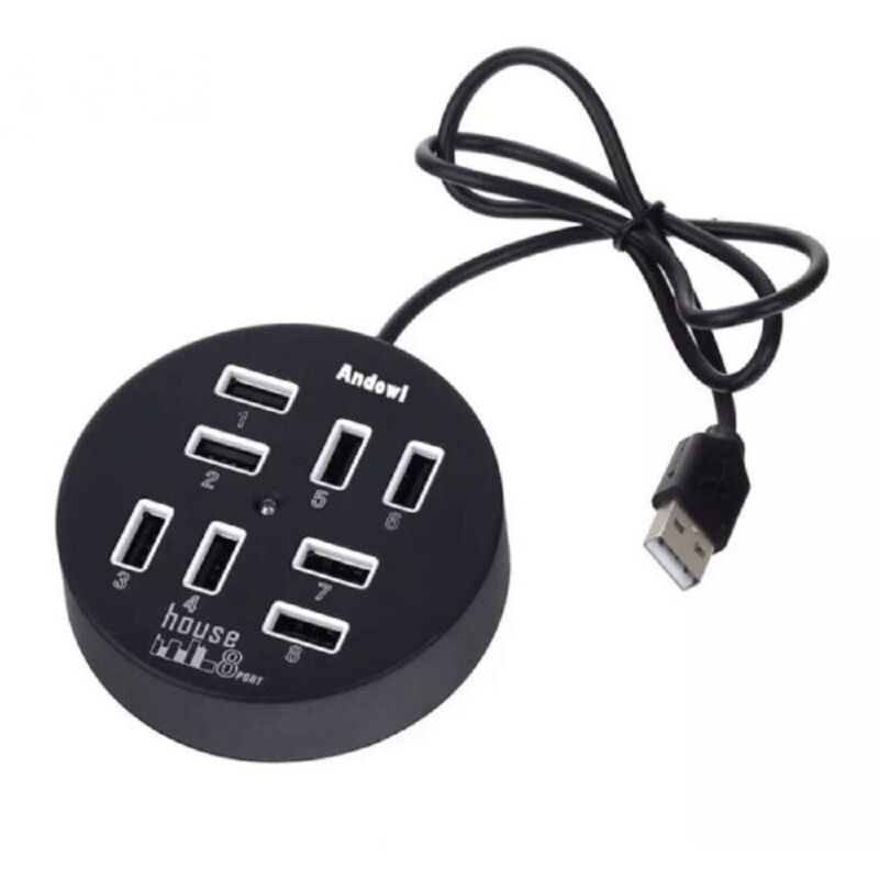 foto del prodotto andowl hub usb 2.0 hi speed 8 porte con cavo da 60 cm con connessione usb a q hu800 