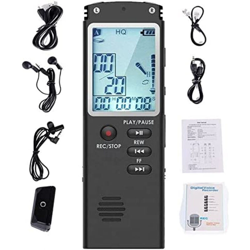 foto del prodotto andowl - registratore vocale digitale registrazione audio da 8gb con schermo lcd q-lc503 -