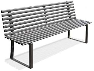 foto del prodotto andrys - panchina da esterno design moderno, con viterie e tappi in pvc neri, in acciaio zincato a freddo con verniciatura in polvere, colore nero, 150 x 82 x 50 cm