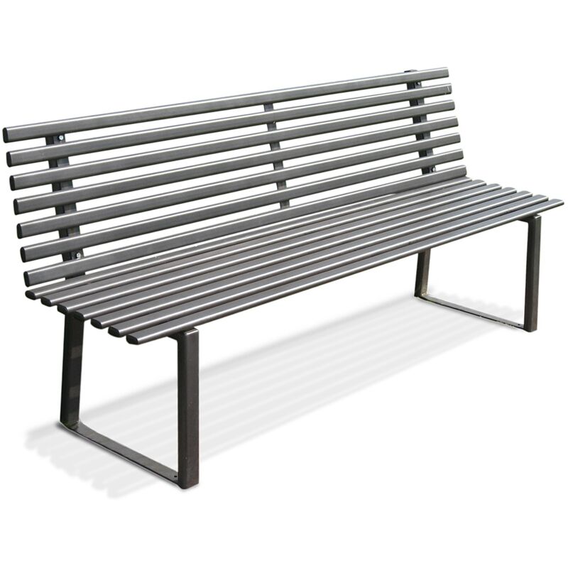 foto del prodotto andrys panchina da esterno design moderno, con viterie e tappi in pvc neri, in acciaio zincato a freddo con verniciatura in polvere, colore nero,
