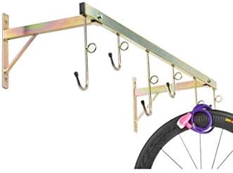 foto del prodotto andrys porta biciclette a parete a esterni e interni smontabile, con staffa di fissaggio e tubo frontale, con viti e tappi in pvc neri, in acciaio zincato, colore tropical oro, 126 x 37 x 30 cm, 6 posti