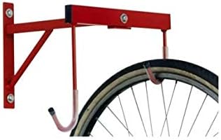 foto del prodotto andrys - rastrelliera porta biciclette a parete 2 posti, con staffa di fissaggio e tubo per reggere la bici, smontabile, con viti e tappi in pvc neri, in acciaio, verniciato rosso, 35 x 37 x 30 cm