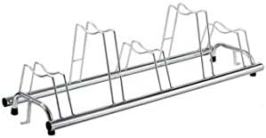 foto del prodotto andrys rastrelliera porta biciclette a terra da esterni e interni 5 posti, posteggio alto e basso, anche per bici con freno a disco, con tappi in pvc neri, in acciaio zincato a freddo, colore argento, 140 x 42 x 41 cm