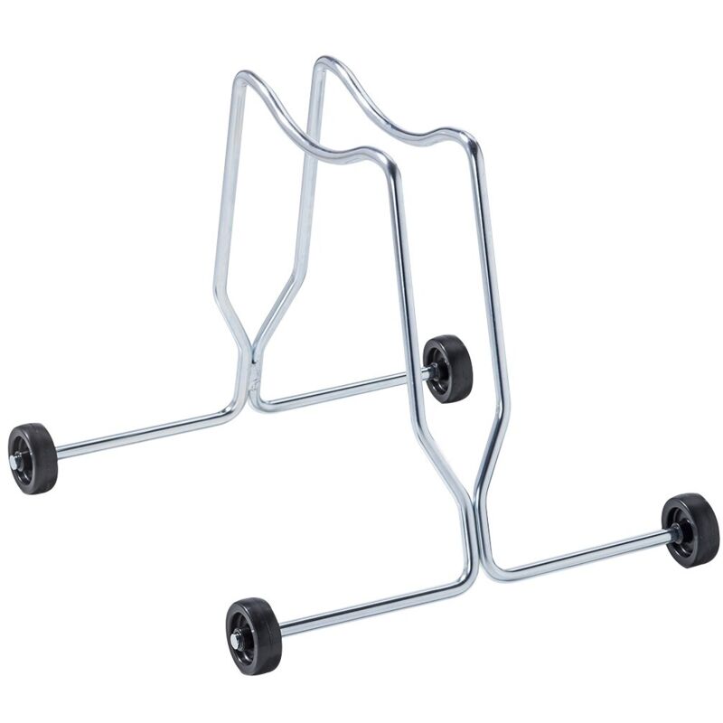 foto del prodotto andrys srl andrys rastrelliera porta bici 1 posto, con ruote fisse, anche per bici con freno a disco, in acciaio, colore argento, 35 x 35 x 30 cm