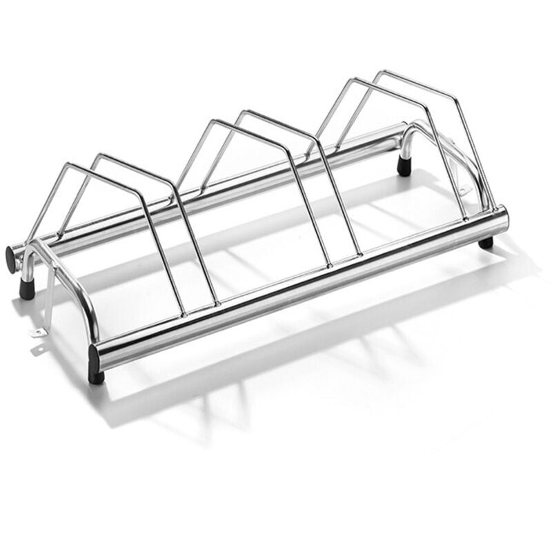 foto del prodotto andrys srl andrys rastrelliera porta biciclette a terra inclinato, senza tappi, zincato a freddo, colore argento, 100 x 42 x 40 cm, 3 posti