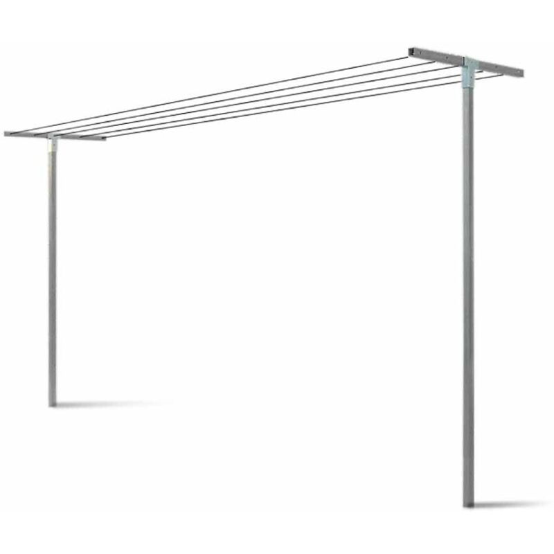 foto del prodotto andrys srl andrys stendi biancheria in tubo quadro, smontabile, da cementare, senza fili, con tappi in pvc neri, in ferro, colore grigio, 80 x 40