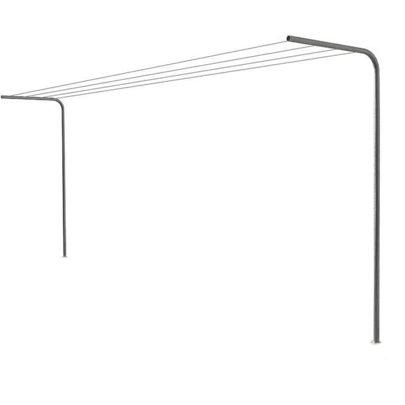 foto del prodotto andrys srl andrys stendi biancheria in tubo tondo, non smontabile da cementare, senza fili, con tappi in pvc neri, in ferro, colore grigio, 80 x