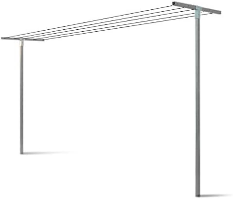 foto del prodotto andrys stendi biancheria in tubo tondo, smontabile, da cementare, senza fili, con tappi in pvc neri, in ferro, colore grigio, 80 x 40 x 220 cm, a 4 tubi
