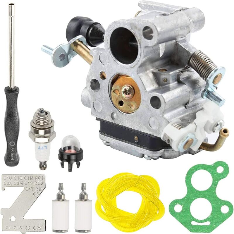 foto del prodotto andyou carburatore per husqvarna 435 435e 440 440e per motosega jonsered cs2240 cs2240s cs410, sostituisce c1t el41 c1t el41a 506450501, con tubo