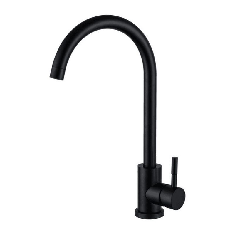 foto del prodotto andyou rubinetto da cucina girevole a 360 nero opaco miscelatore monocomando in acciaio inox con beccuccio girevole a 360 