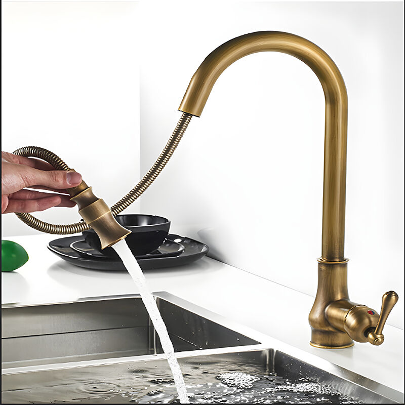foto del prodotto andyou rubinetto da cucina retr di lusso in rame stile antico girevole a 360 superficie spazzolata design elegante e durevole