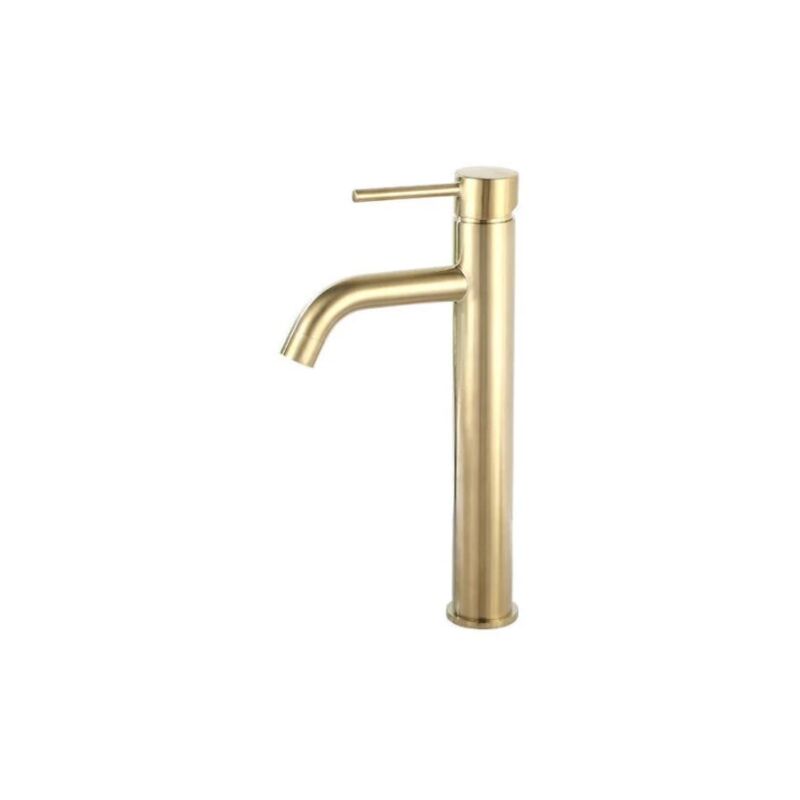 foto del prodotto andyou rubinetto per lavabo da bagno, moderno rubinetto per lavabo monoforo lucido dal design creativo, oro spazzolato, ottone massiccio 2 tubi