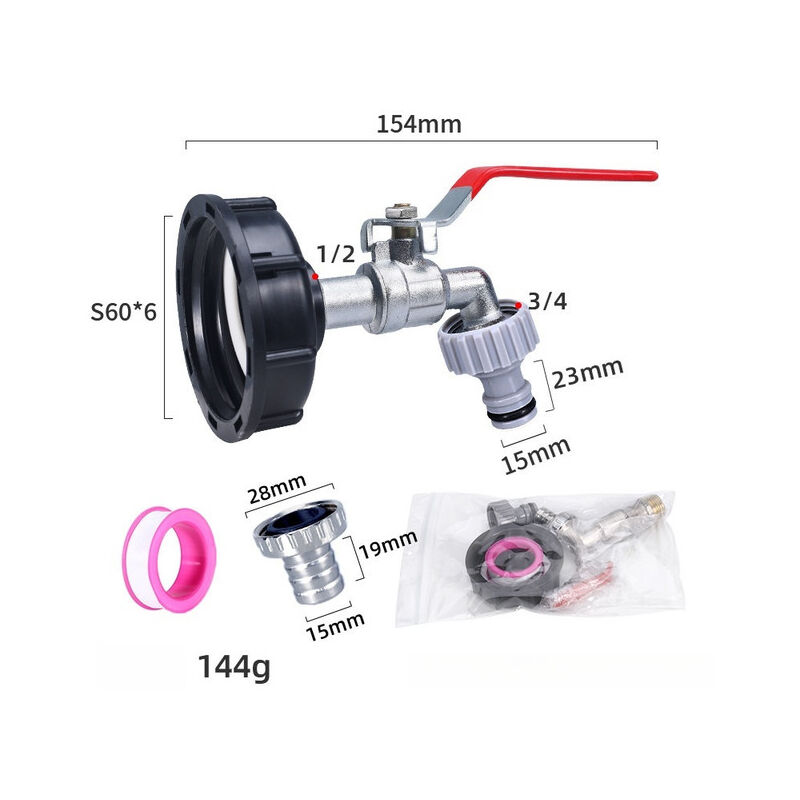 foto del prodotto andyou rubinetto per serbatoio da 1000 litri con adattatore per rubinetto per tubo da giardino, connettore per rubinetto ibc s60x6, rubinetto da