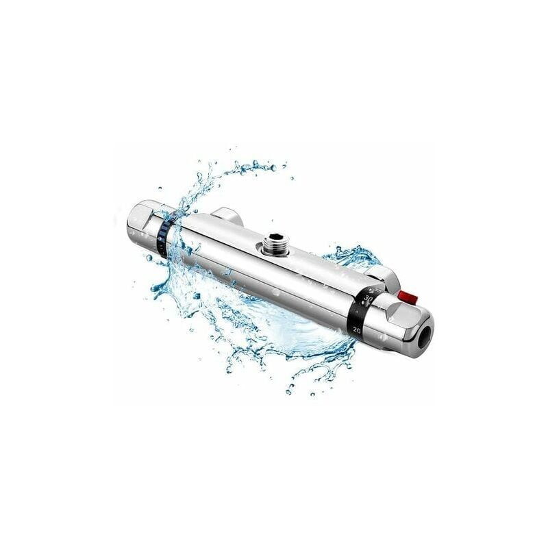 foto del prodotto andyou rubinetto termostatico per doccia, rubinetto termostatico per bagno completamente in rame, pulsante di protezione di sicurezza