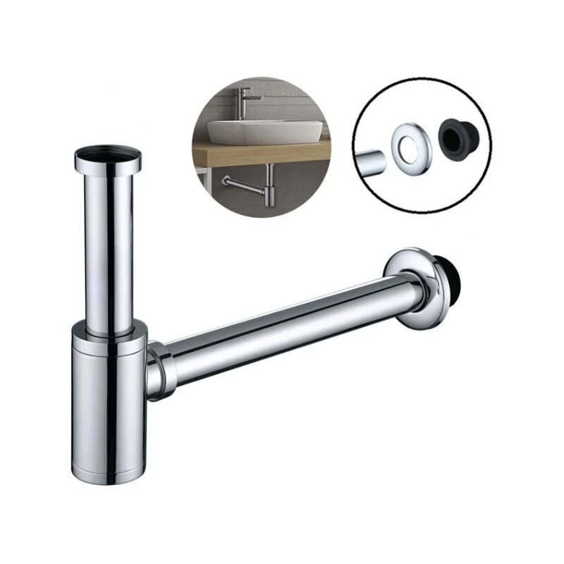 foto del prodotto andyou sifone per lavello in acciaio inox per lavabo e bacinella, altezza regolabile, set sifone g1 1 4 