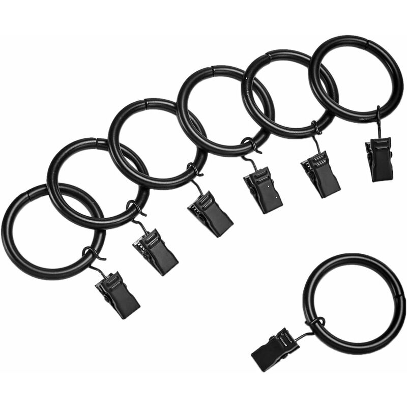 foto del prodotto anelli a clip per tende da 2,5 cm, confezione da 20 nero 3,0 x 25 mm