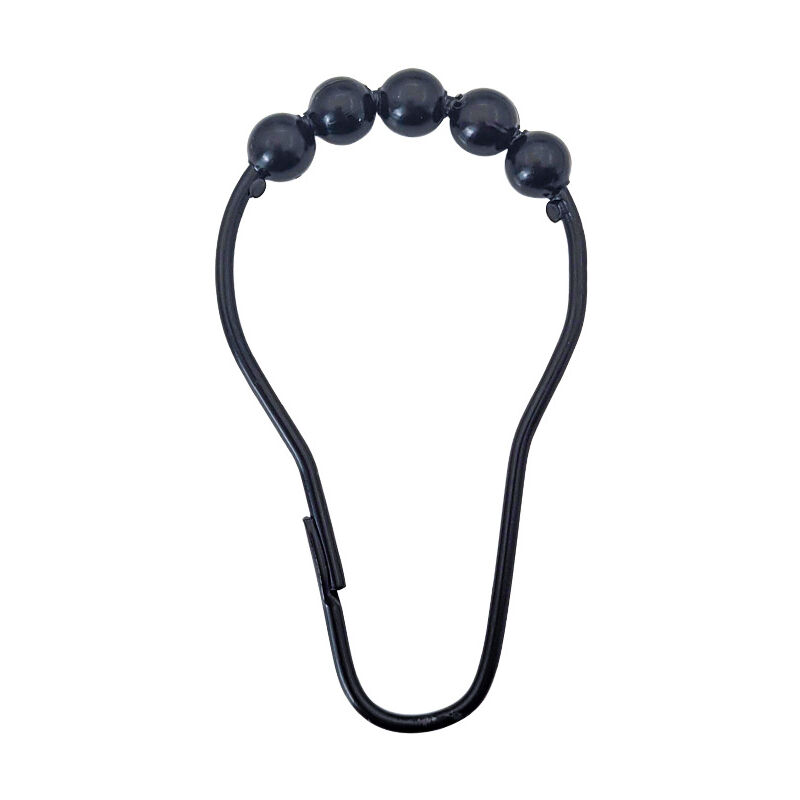 foto del prodotto anelli per tenda da doccia, 12 pezzi, colore nero, ganci per tenda da doccia, ganci per tenda da doccia bebusingoto
