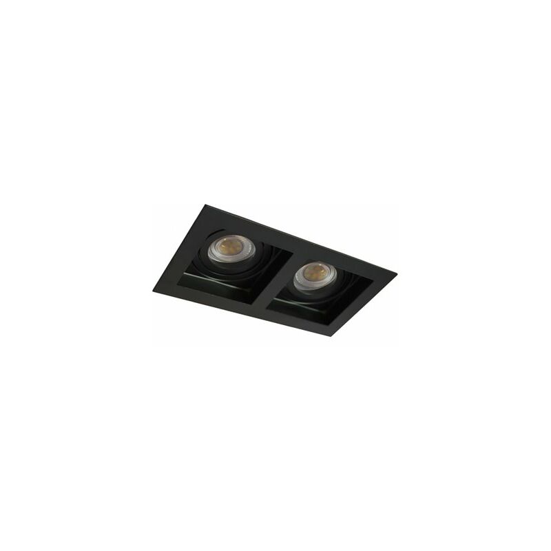 foto del prodotto anello da incasso akrah rettangolare due luci nero 18x10cm