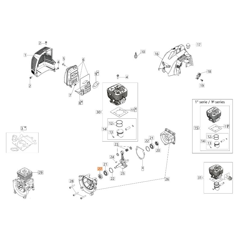 foto del prodotto anello di tenuta decespugliatore modelli bc320t originale oleomac 61280107r