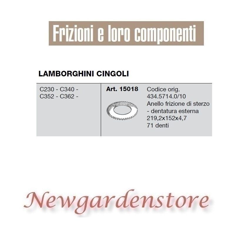 foto del prodotto anello frizione di sterzo 71 denti c230 340 352 362 15018 lamborghini cingoli