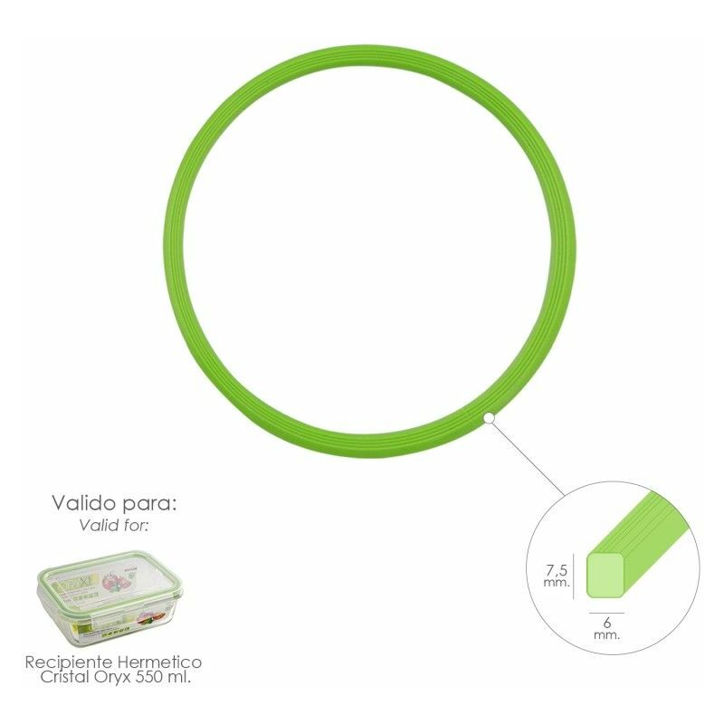 foto del prodotto anello in silicone per contenitore ermetico rettangolare in vetro da 550 ml.