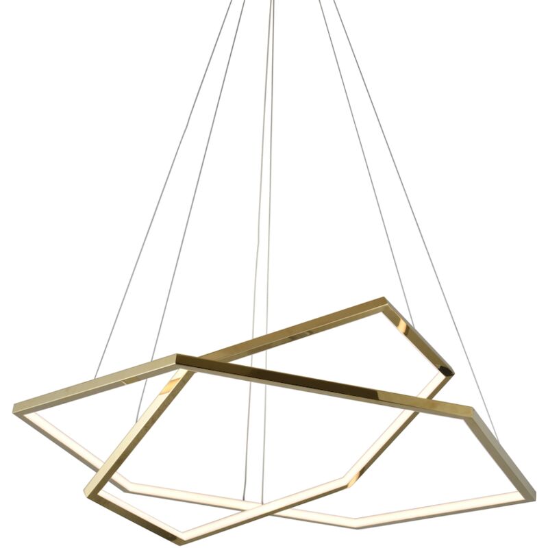 foto del prodotto anello led hexagon double gold lampadario esagonale oro 80 cm