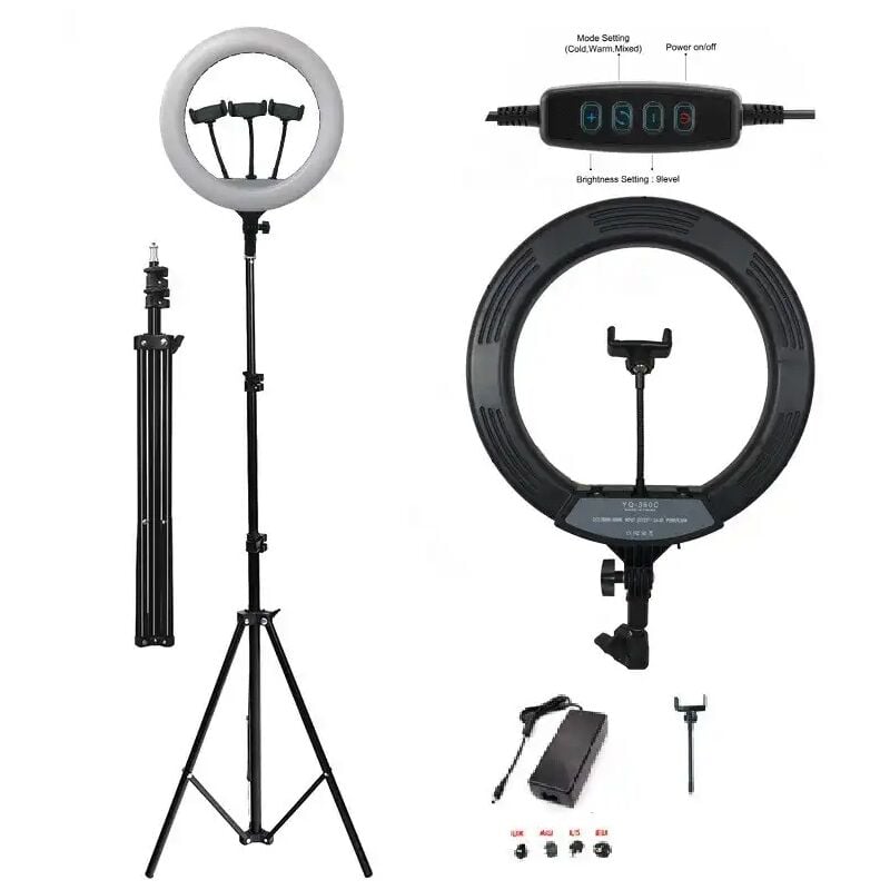 foto del prodotto anello luminoso a led con treppiedi per selfie asta telescopica con cerchio 36cm