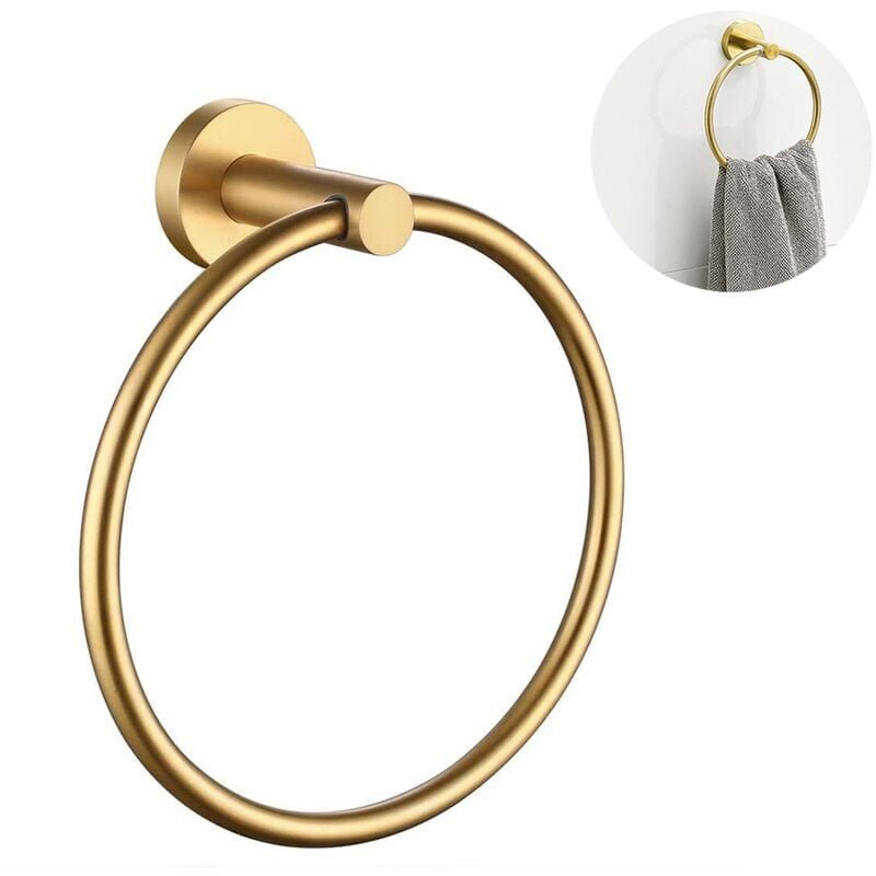 foto del prodotto anello porta asciugamano porta asciugamano nessuna foratura nessuna foratura finitura lucida in acciaio inox oro, fondo tondo 