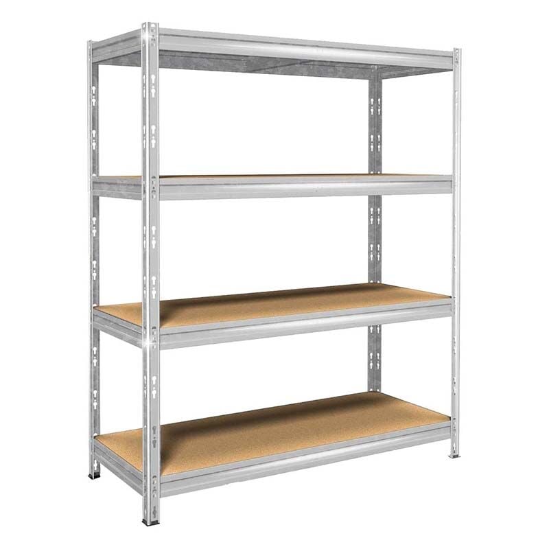foto del prodotto anemos scaffale in kit legno metallo, ad incastro, 4 ripiani rinforzati, cm 160x60xh.180, portata 300 kg