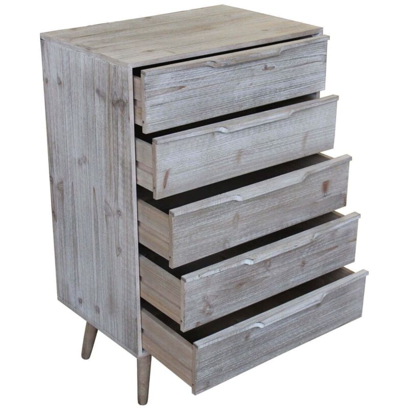 foto del prodotto angeline mobiletto 5 cassetti in paulownia e mdf industrial