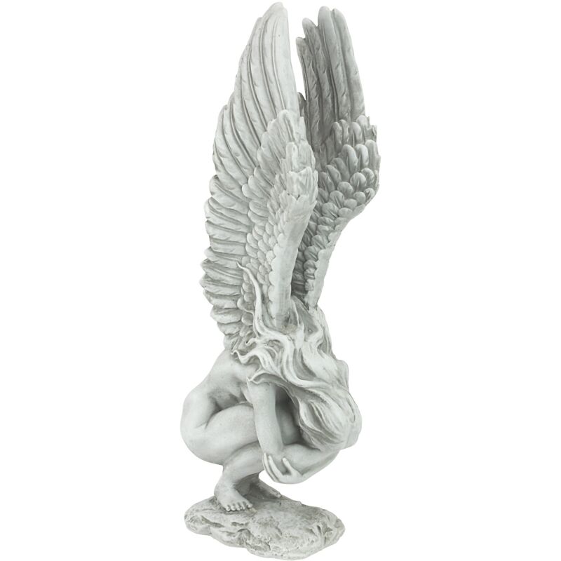 foto del prodotto angelo del ricordo e della redenzione statua religiosa da giardino, poliresina, pietra antica, media 38 cm design toscano