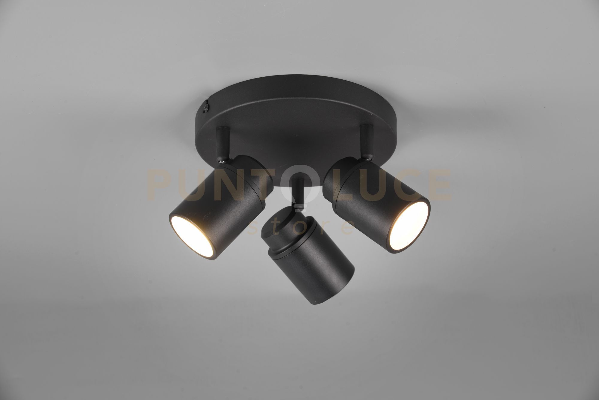 foto del prodotto angelo h2o plafoniera 3 spots orientabili nero ip44 d.20cm 3 luci attacco gu10