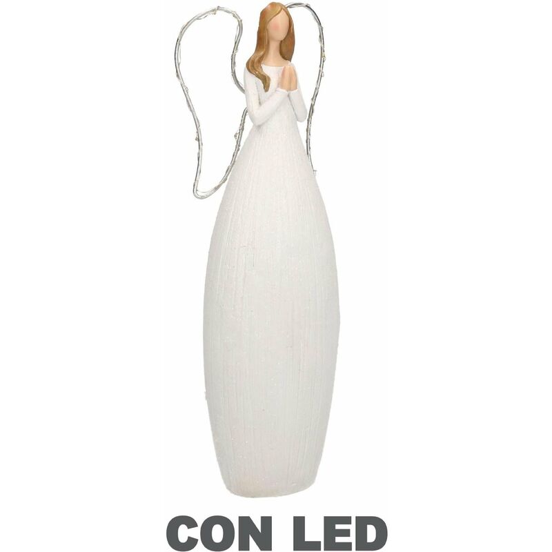 foto del prodotto angelo resina bianco con led cm 10x7xh30