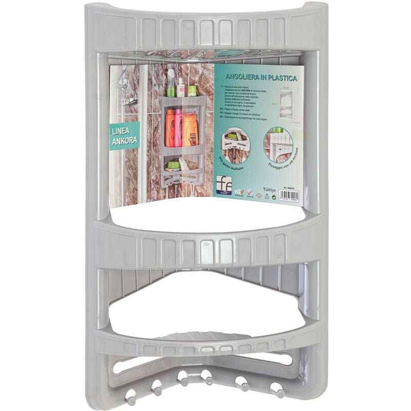 foto del prodotto angoliera per doccia 3 ripiani in plastica linea ankora colore grigio