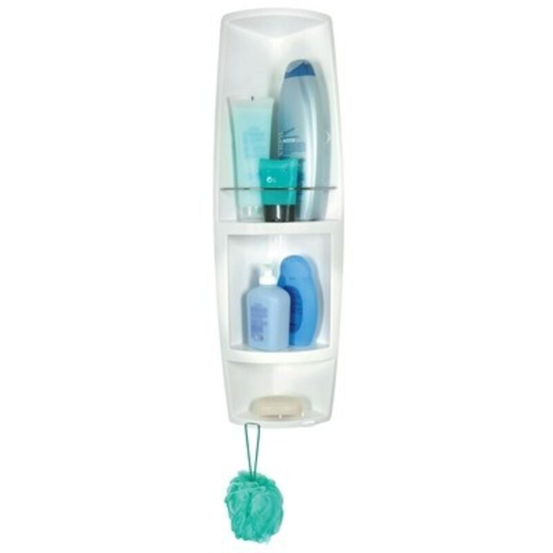 foto del prodotto angoliera per doccia modello airone bianca cm 16x16x h. 70