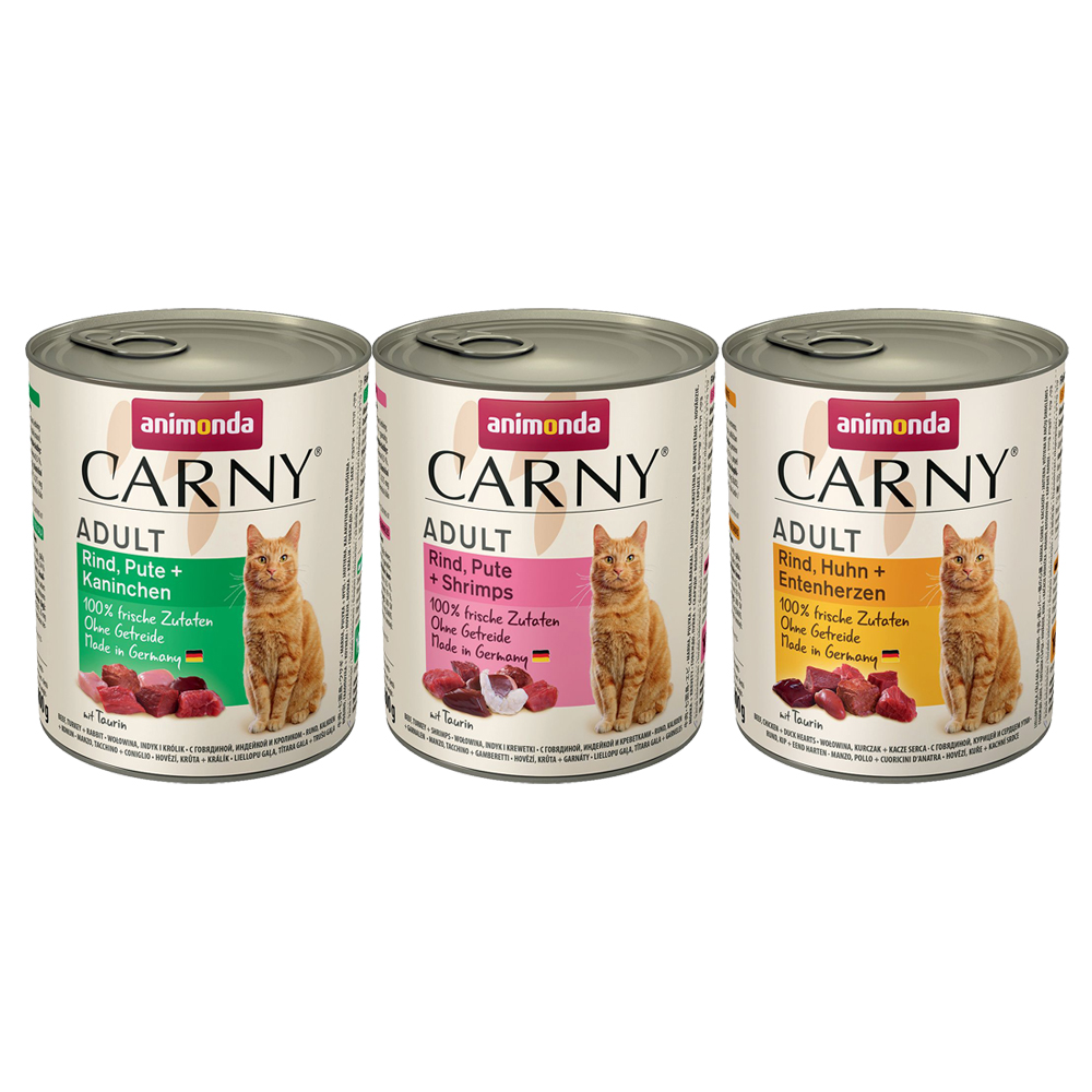 foto del prodotto animonda carny adult 24 x 800 g umido per gatto mix manzo pollame 3 varianti 
