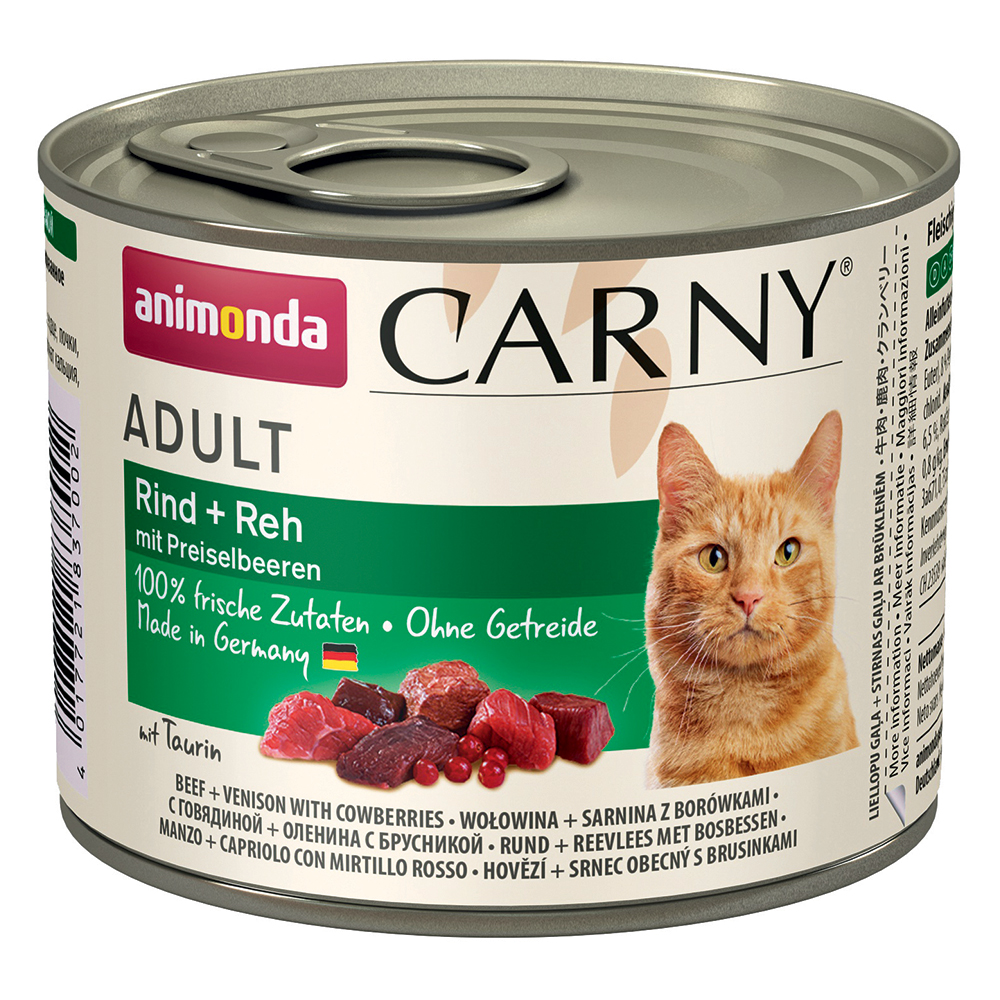 foto del prodotto animonda carny adult 6 x 200 g umido gatto manzo, capriolo mirtillo rossi