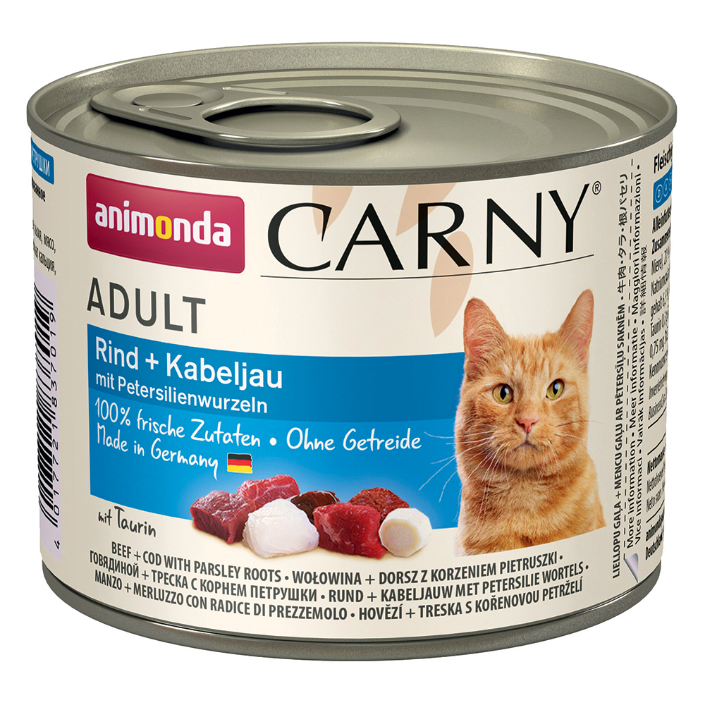 foto del prodotto animonda carny adult 6 x 200 g umido gatto manzo, merluzzo radice di prezzemolo