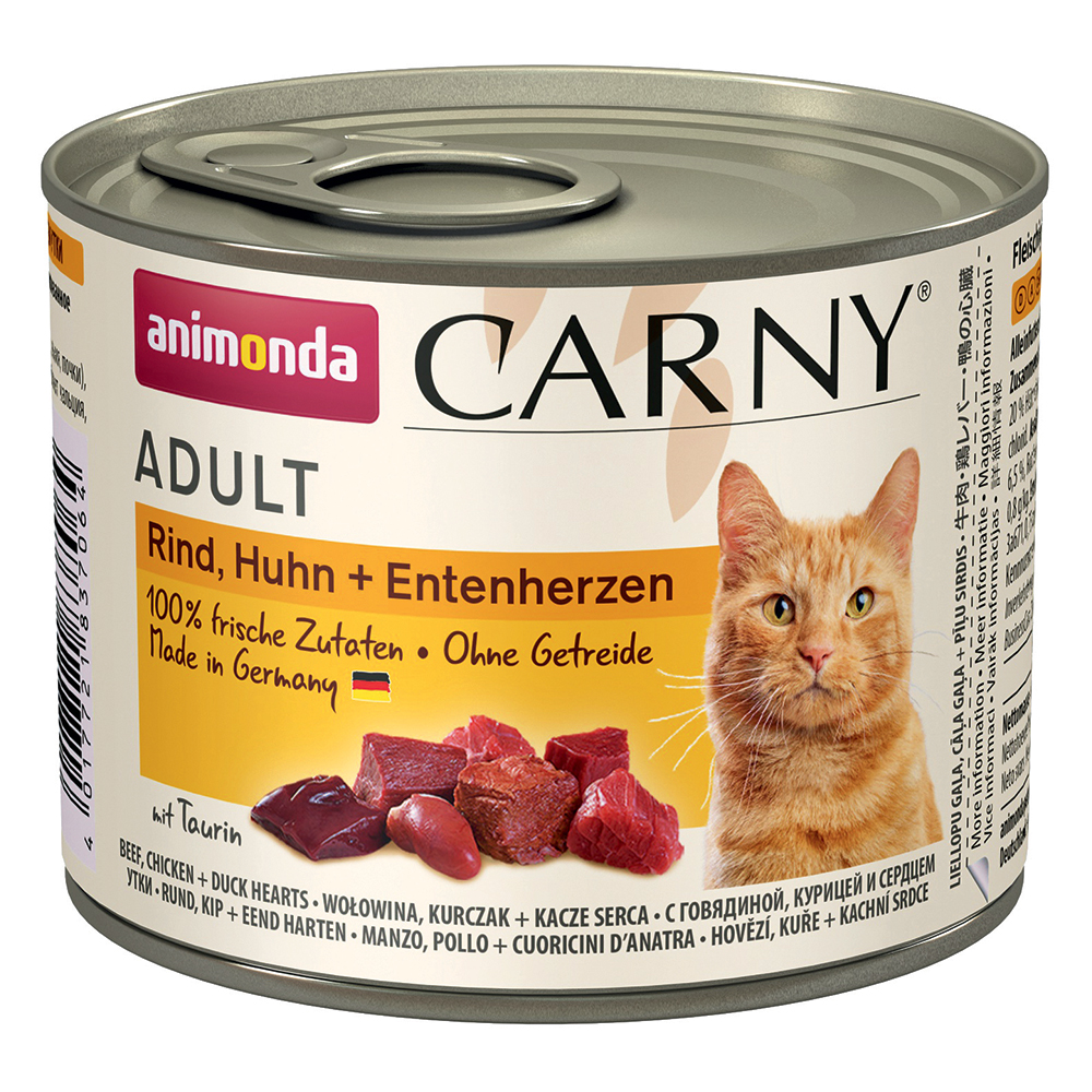 foto del prodotto animonda carny adult 6 x 200 g umido gatto manzo, pollo cuori d anatra