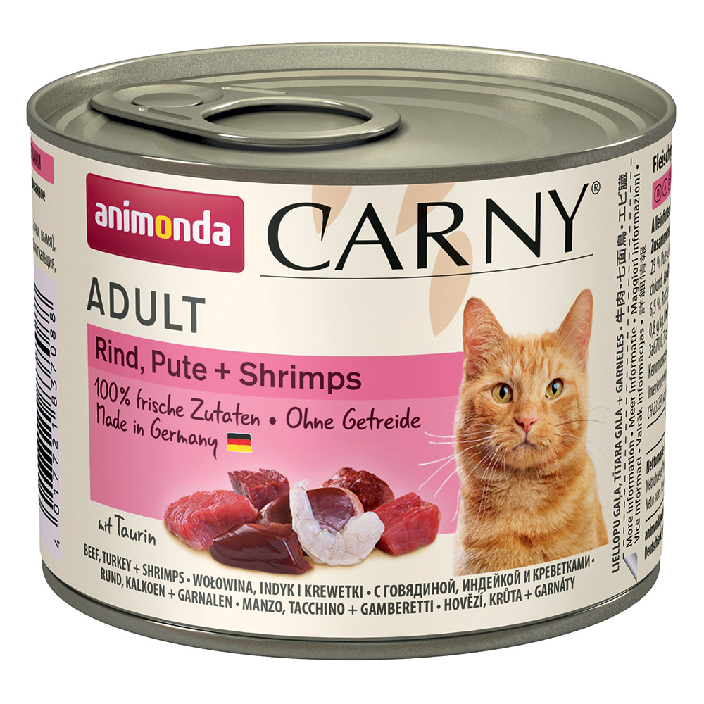 foto del prodotto animonda carny adult 6 x 200 g umido gatto manzo, tacchino gamberetti