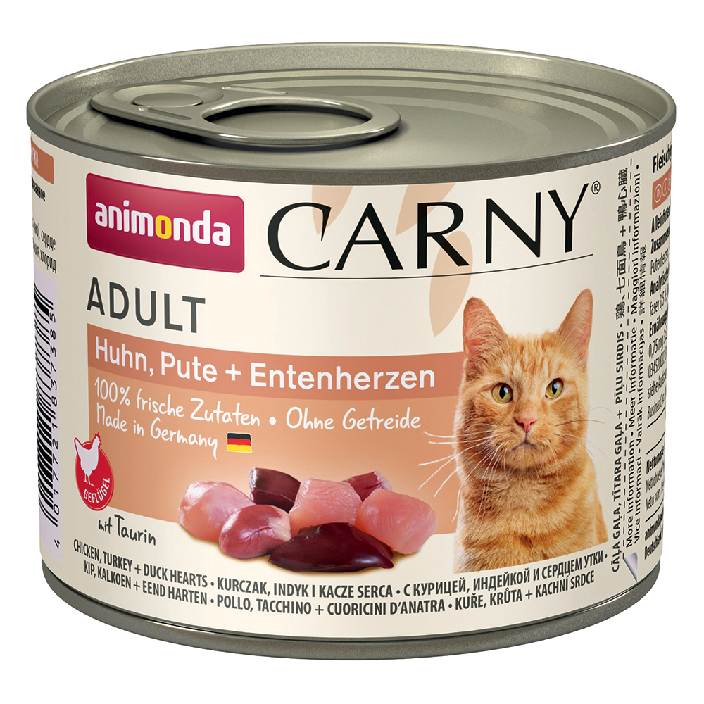 foto del prodotto animonda carny adult 6 x 200 g umido gatto pollo, tacchino cuori d anatra