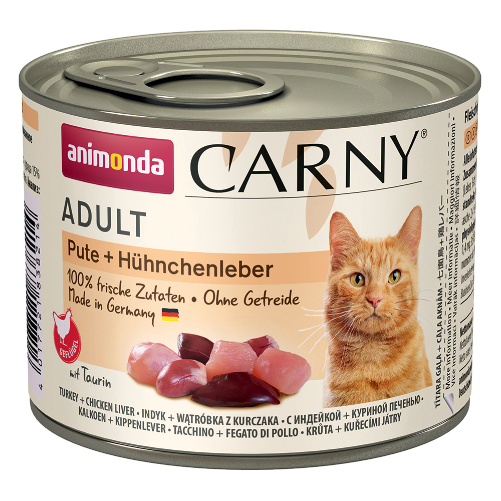 foto del prodotto animonda carny adult 6 x 200 g umido gatto tacchino fegato di pollo
