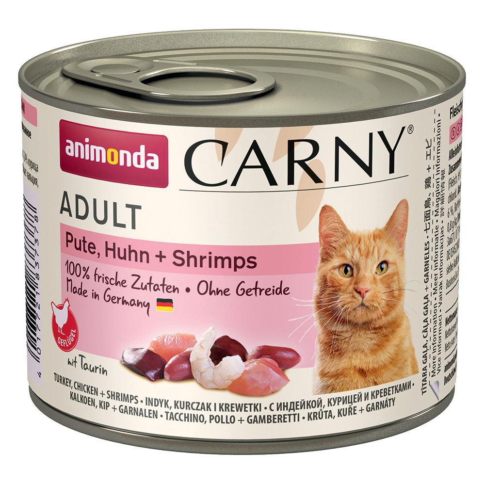 foto del prodotto animonda carny adult 6 x 200 g umido gatto tacchino, pollo gamberetti
