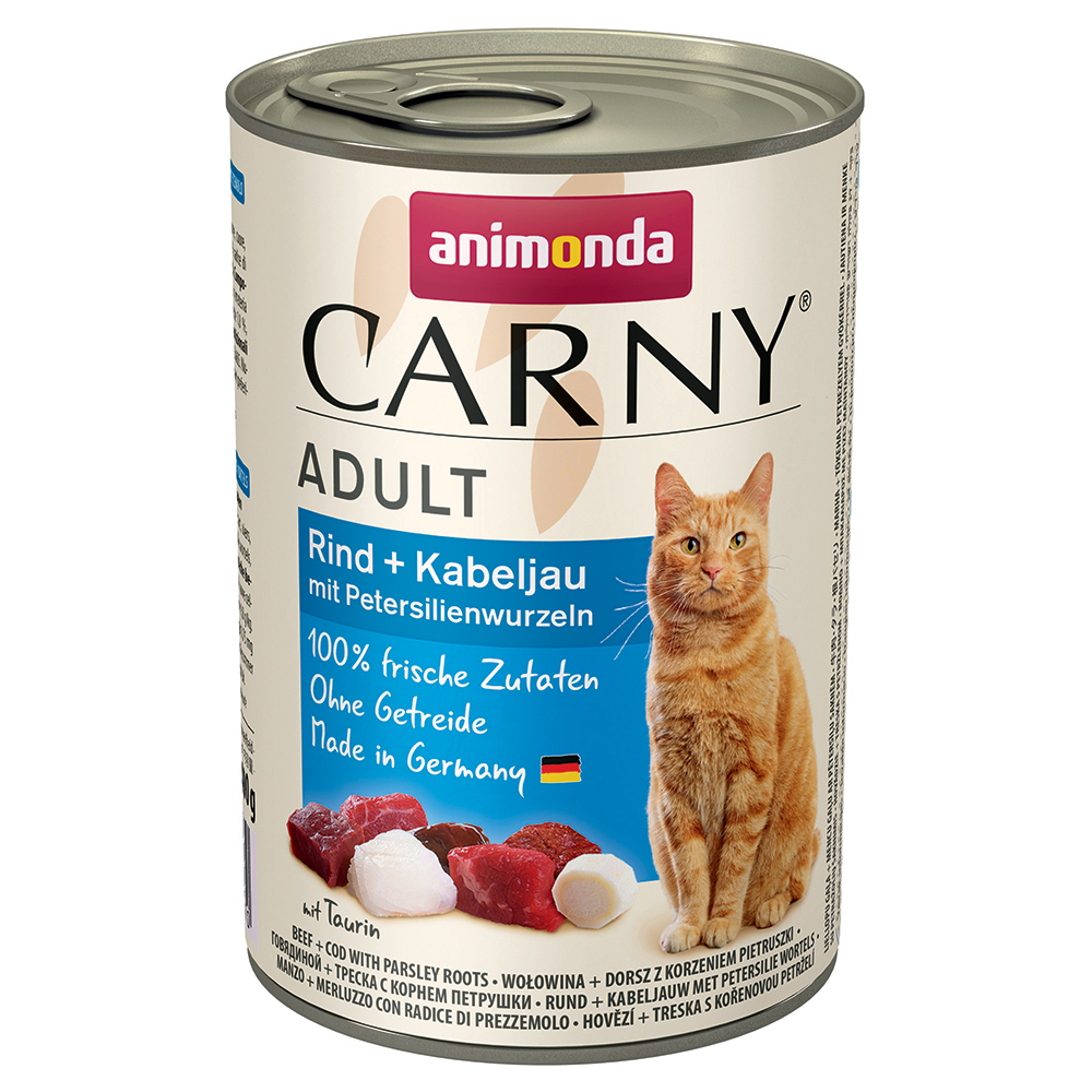 foto del prodotto animonda carny adult 6 x 400 g umido per gatto manzo, merluzzo radice di prezzemolo