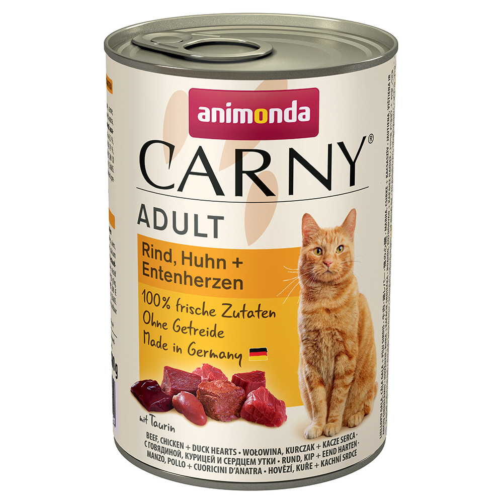 foto del prodotto animonda carny adult 6 x 400 g umido per gatto manzo, pollo cuori d anatra